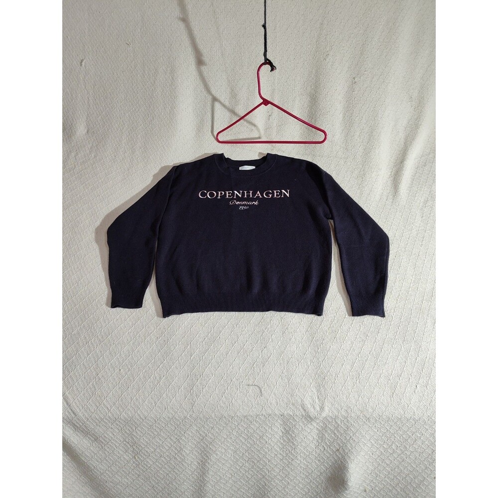 Copenhagen Denmark Sweater Navy Blue Size Large 1995 Vintage Crewneck Pullover